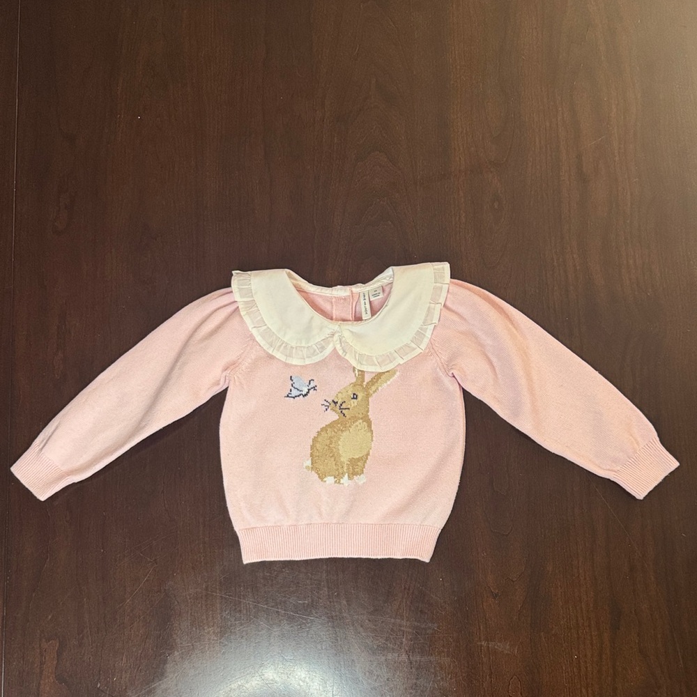 Janie and Jack Pink Sweater with Bunny Design - Picture 7 of 9